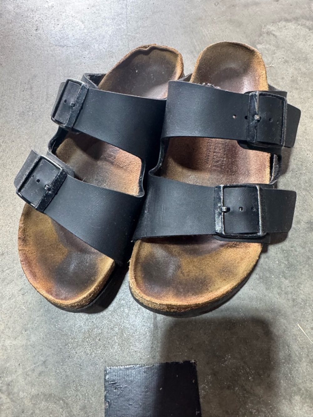 Birkenstock Black Two-Strap Leather Sandals